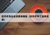 软件开发企业资质有哪些（软件开发工程师资质）